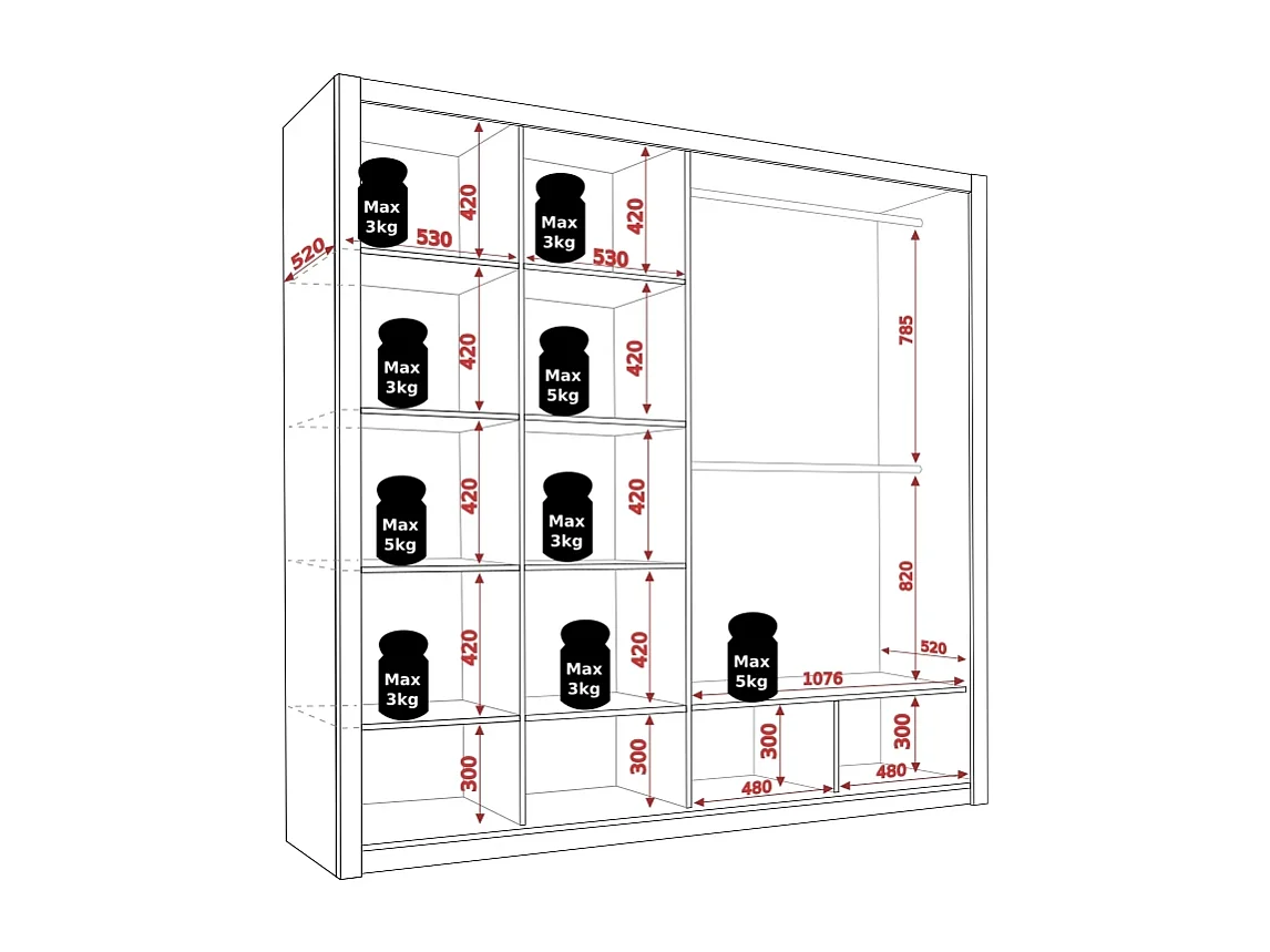 Schwebetürenschrank Tamiza 220 cm - Weiß