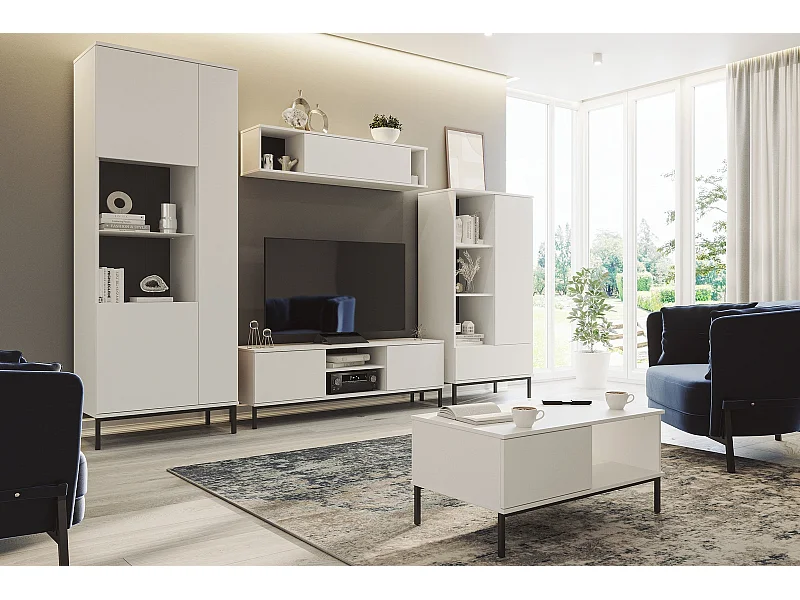 Großes Wohnwand Set Dallas II - Matt Weiß (5-teilig)