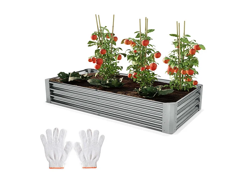 Carré Potager de Jardin surélevé en acier argenté 30x90x180cm M pour balcon ou jardin