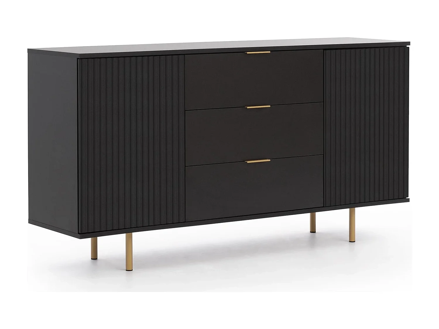 Dressoir 150 cm Nubia - Zwart en Goud