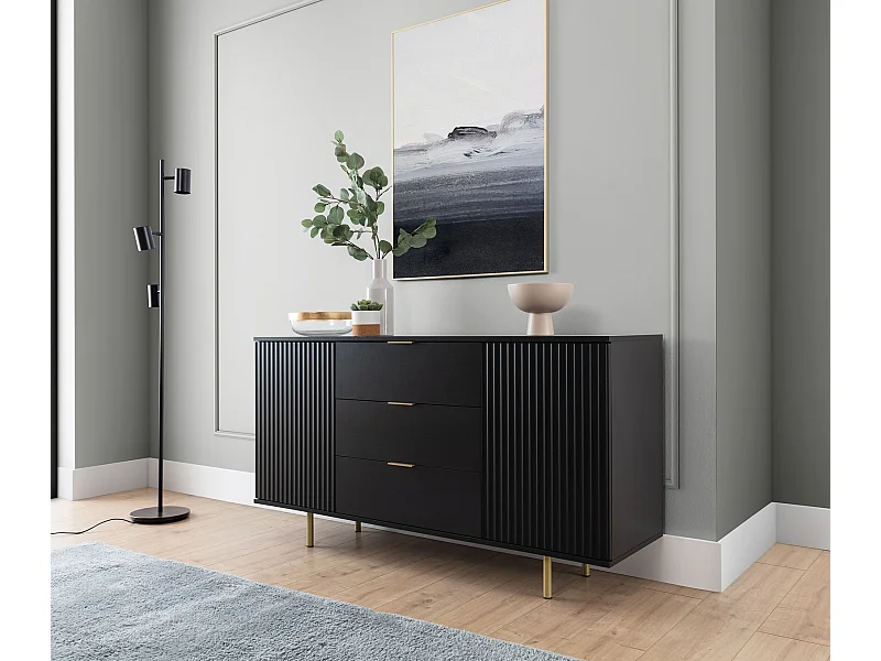 Dressoir 150 cm Nubia - Zwart en Goud
