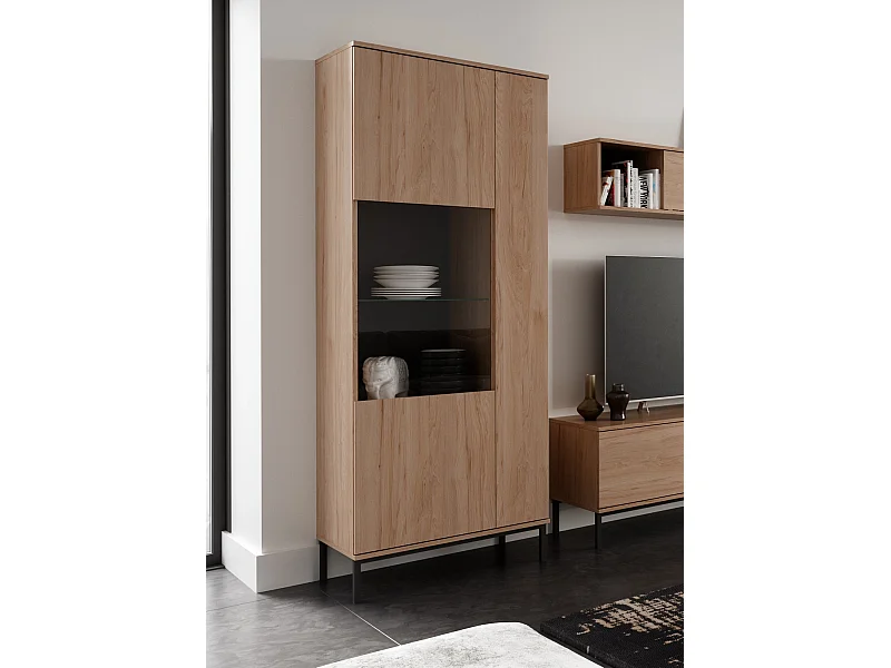 Vitrinekast 70 cm Dallas - Natuurlijk Hickory