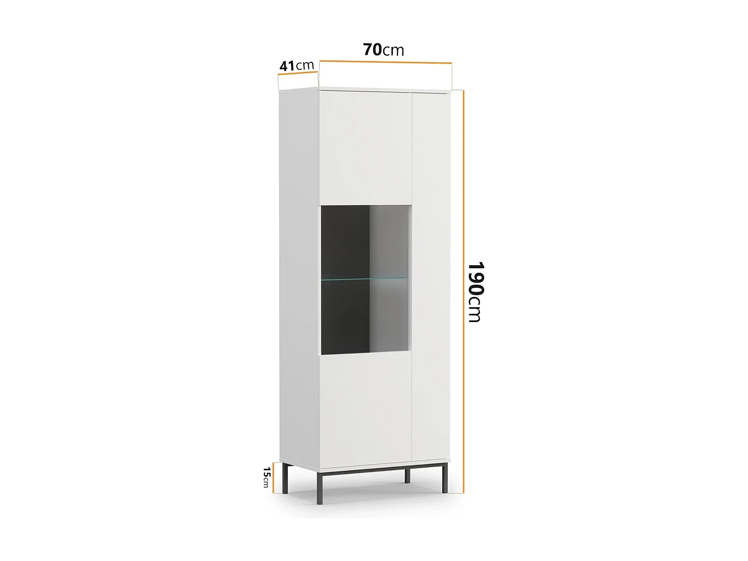 Ensemble salon Dallas III - Blanc Mat (Vitrine, Commode, Étagère murale)