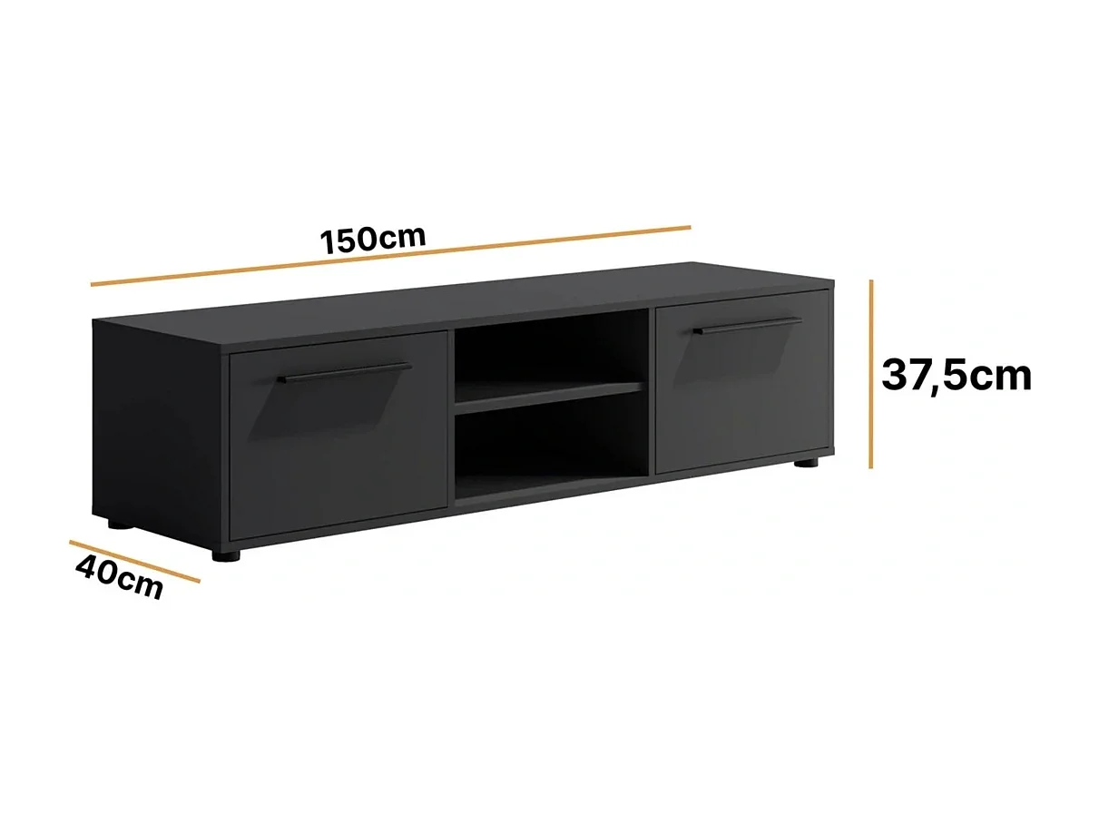 TV-meubel Modena 150 cm - Mat Zwart