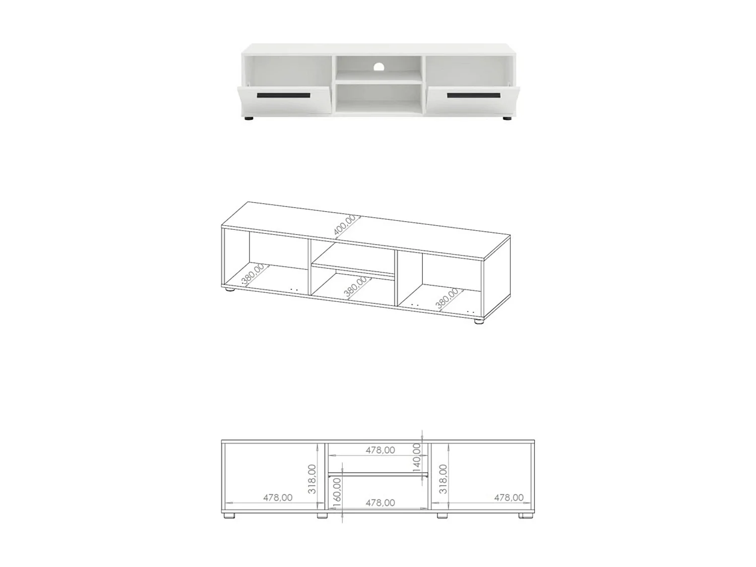 TV-meubel Modena 150 cm - Mat Zwart