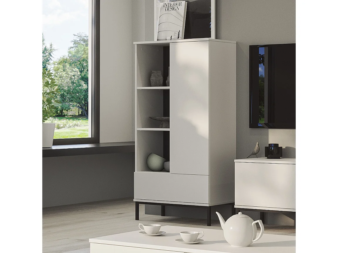 Bibliothèque basse 70 cm Dallas - Blanc Mat