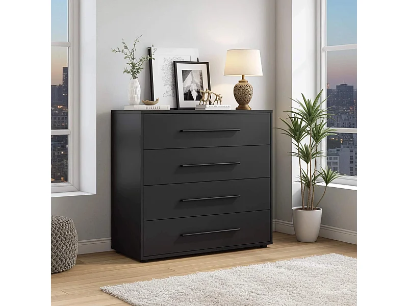 Ladekast Modena 4 lades - Mat Zwart