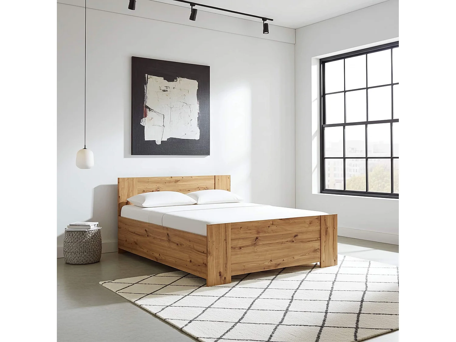 Stauraumbett Tamiza 160x200 - Artisan Eiche mit Bonellfederkernmatratze