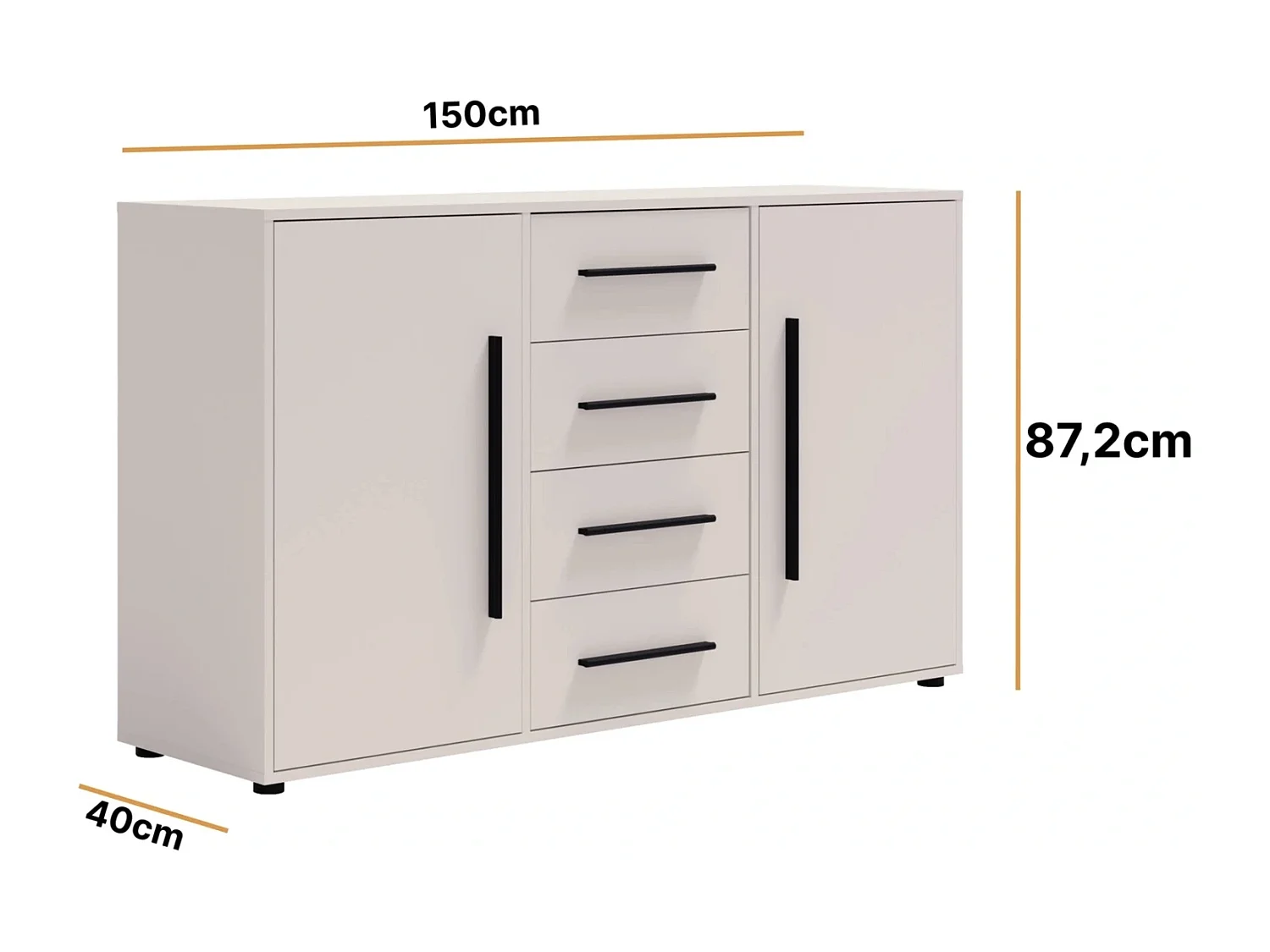 Sideboard Modena 150 cm - Kaschmir (2 Türen, 4 Schubladen)