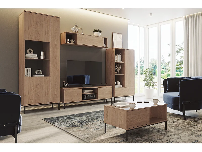 Großes Wohnwand Set Dallas II - Hickory Natur (5-teilig)