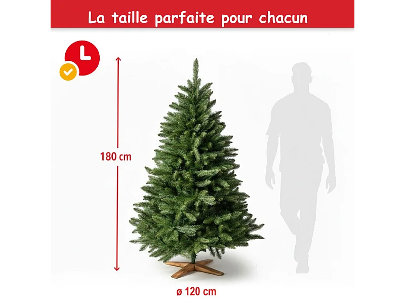 Sapin de Noël artificiel 180cm Arbre de Noël Support et sac de rangement  inclus