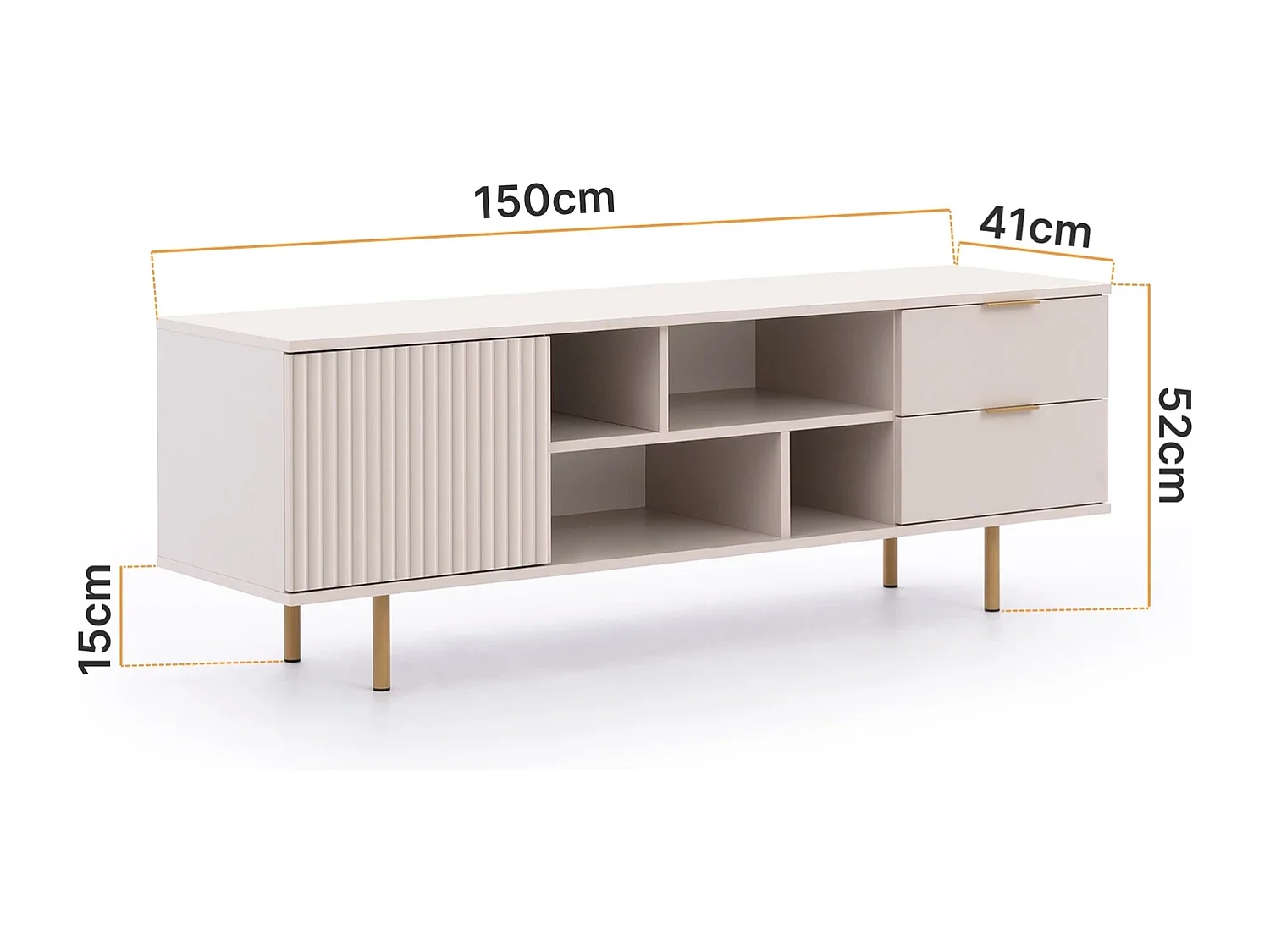 TV-Schrank 150 cm Nubia - Kaschmir und Gold