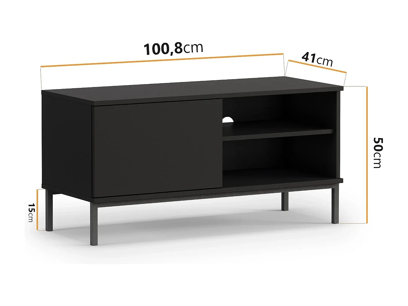 TV-meubel compact 100 cm Dallas - Mat Zwart