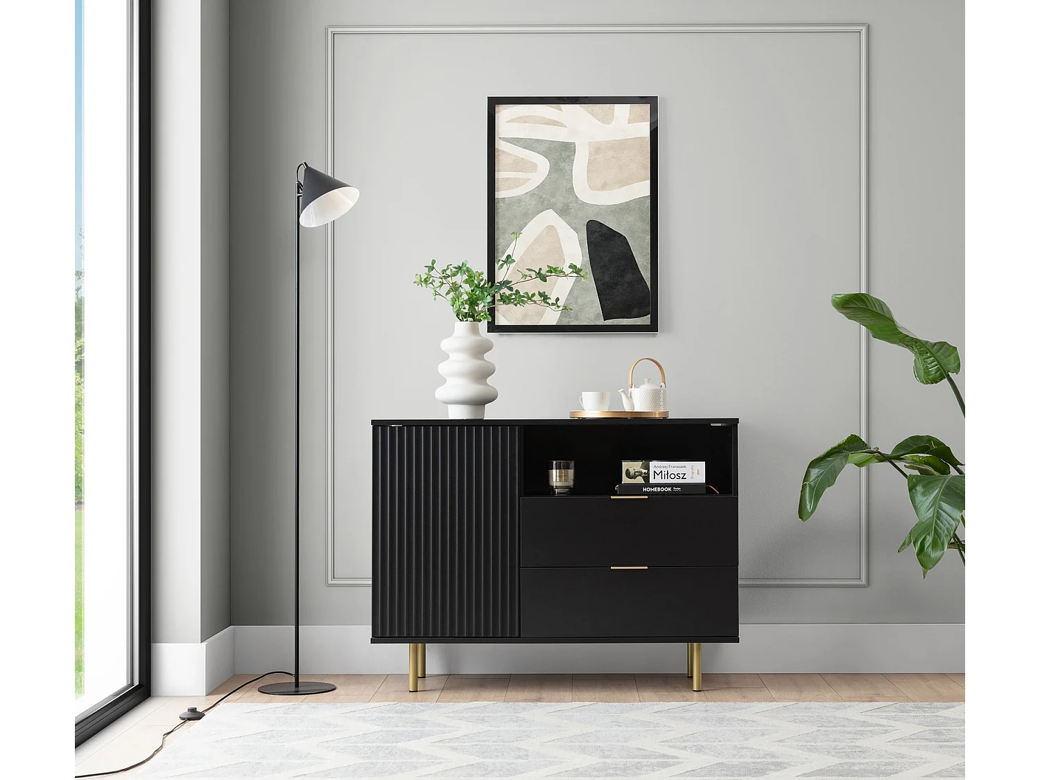 Commode compacte 107 cm Nubia - Noir et Or