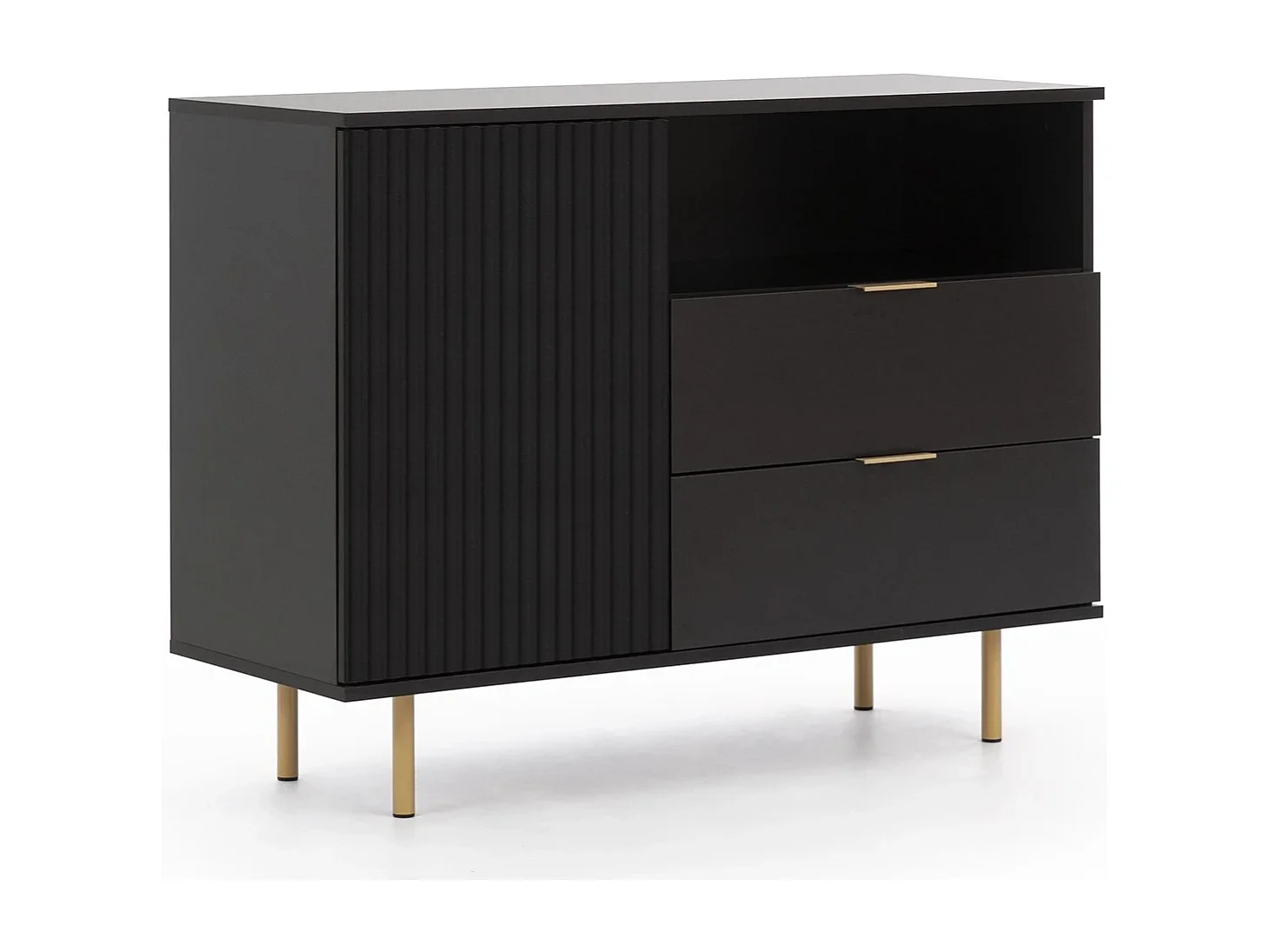 Commode compacte 107 cm Nubia - Noir et Or