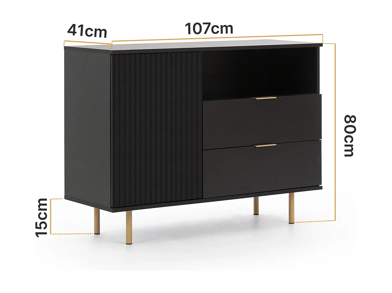Commode compacte 107 cm Nubia - Noir et Or