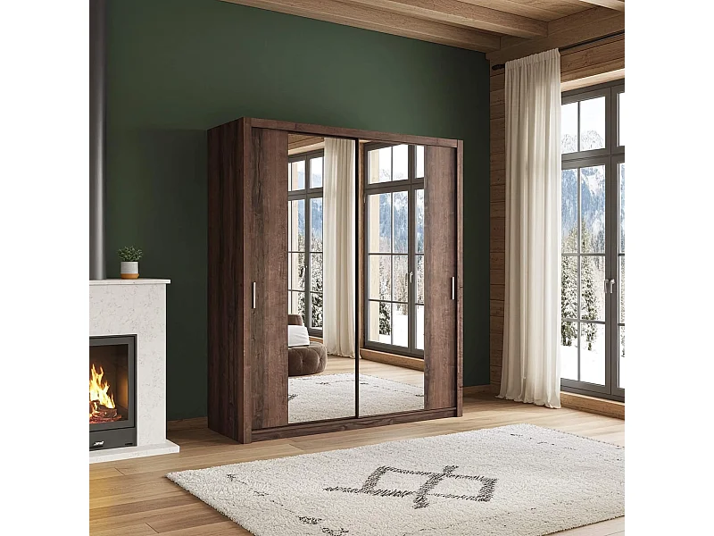 Schuifdeurkast met spiegel Tamiza 200 cm - Monastery Eiken