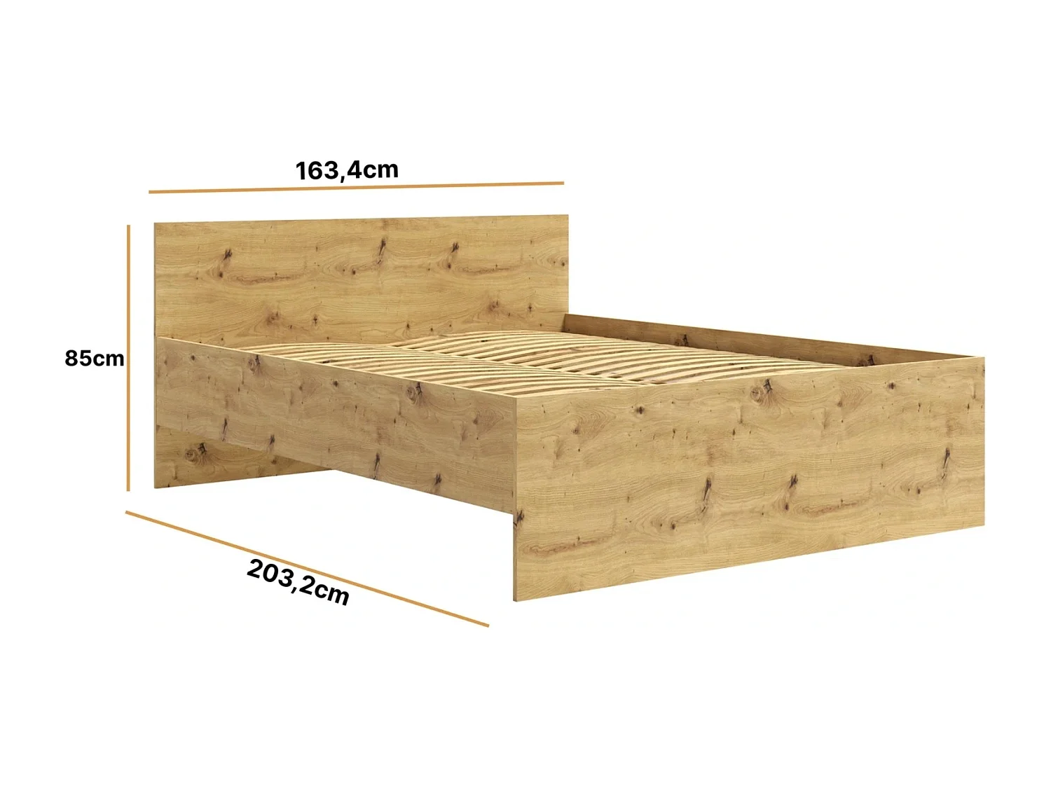 Tweepersoonsbed Modena 160x200 cm - Artisan Eiken (Incl. Flex lattenbodem)