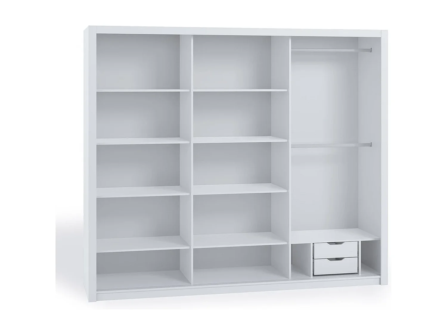 Kledingkast 250 cm Tamiza - Wit met spiegel en lades