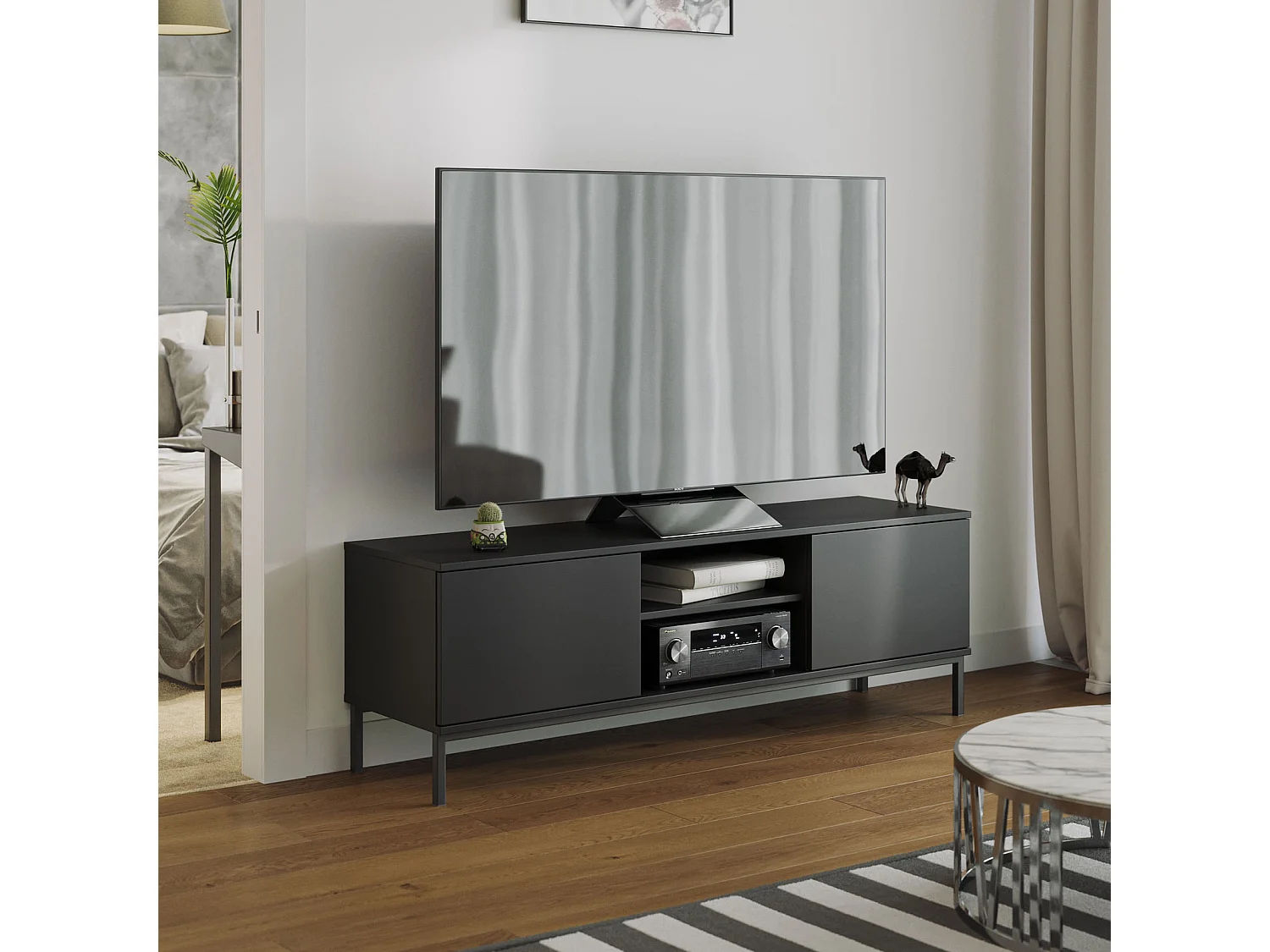 TV-meubel 150 cm Dallas 2D - Mat Zwart