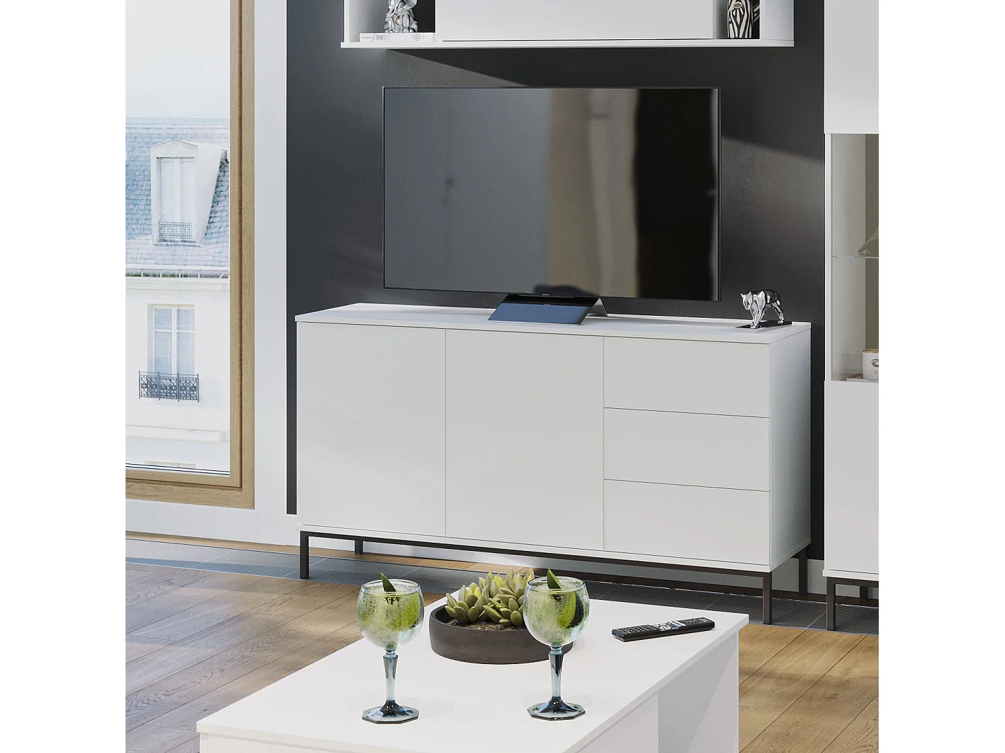 Dressoir 150 cm Dallas - Mat Wit