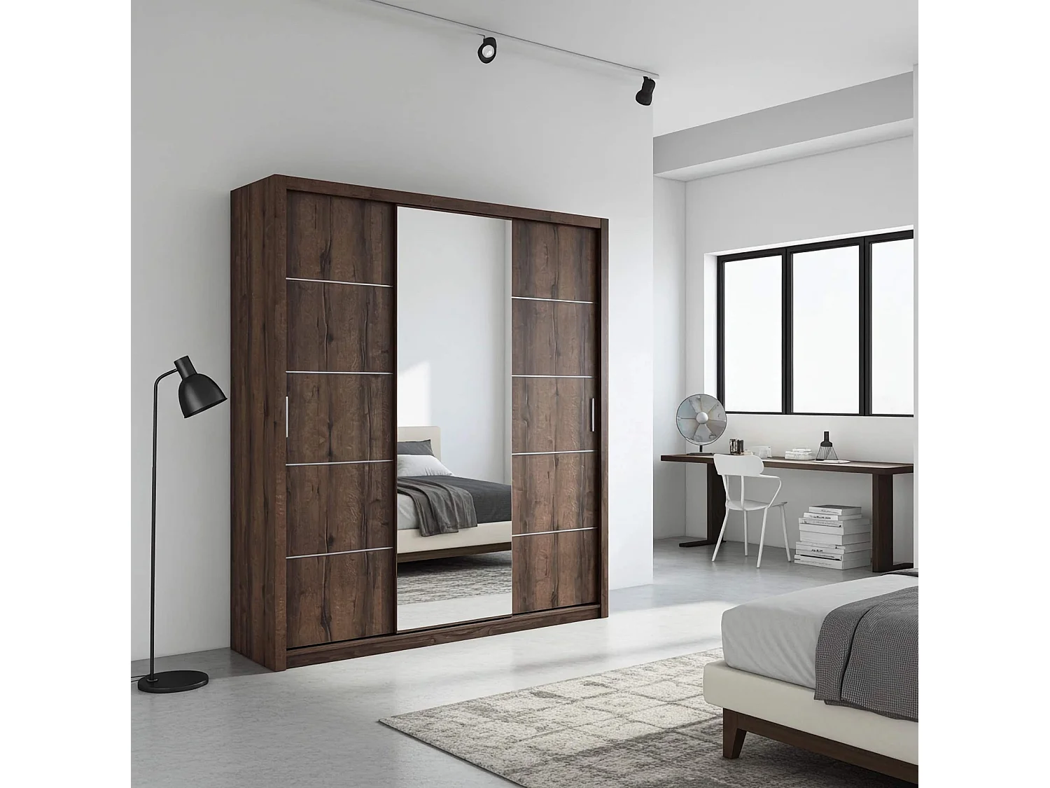 Kledingkast 250 cm Tamiza - Monastery Eiken met spiegel en lades