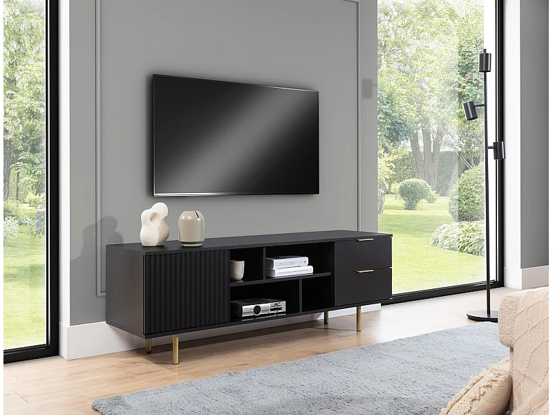 TV-meubel 150 cm Nubia - Zwart en Goud