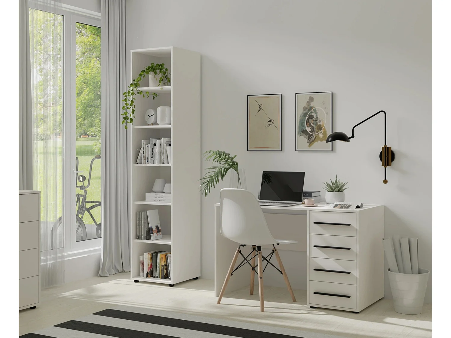 Bibliothèque colonne Modena 45 cm - Blanc Mat