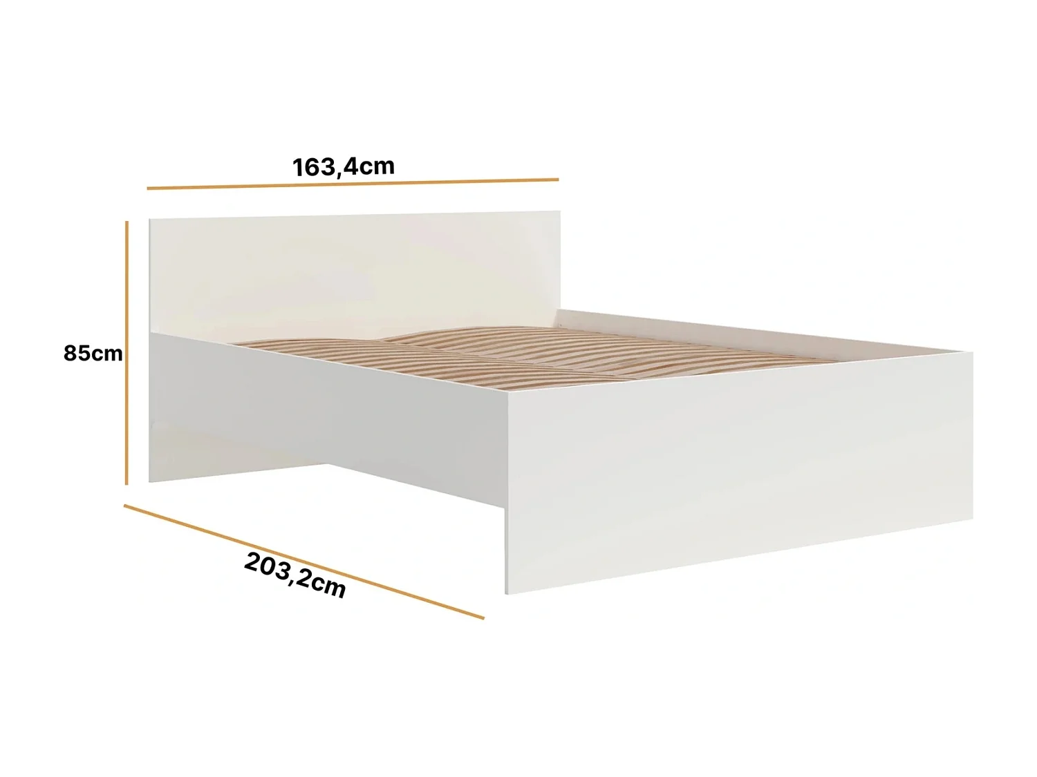 Tweepersoonsbed Modena 160x200 cm - Mat Wit (Incl. Flex lattenbodem)
