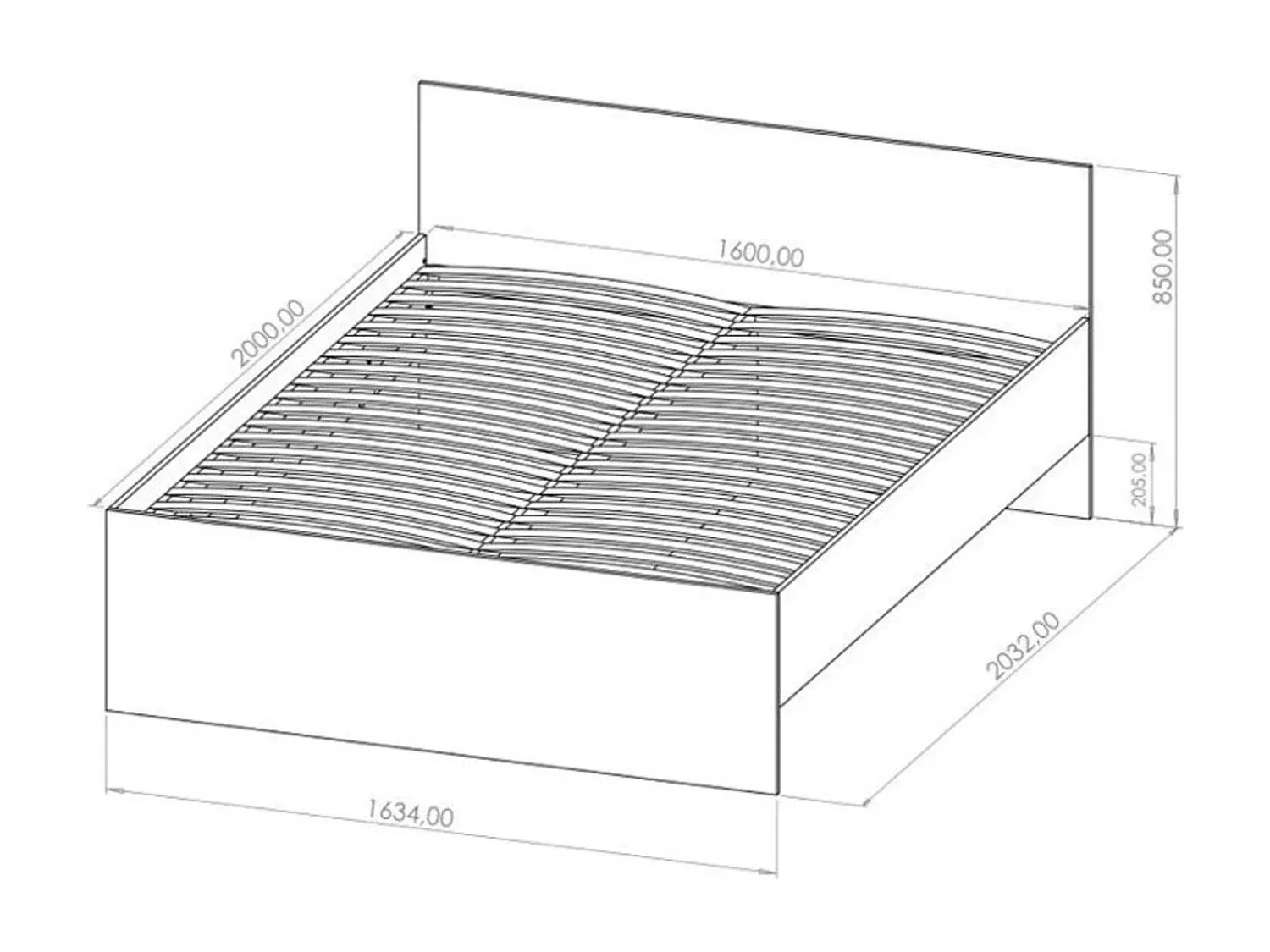 Tweepersoonsbed Modena 160x200 cm - Mat Wit (Incl. Flex lattenbodem)