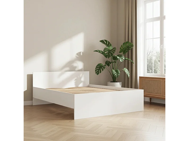 Tweepersoonsbed Modena 160x200 cm - Mat Wit (Incl. Flex lattenbodem)