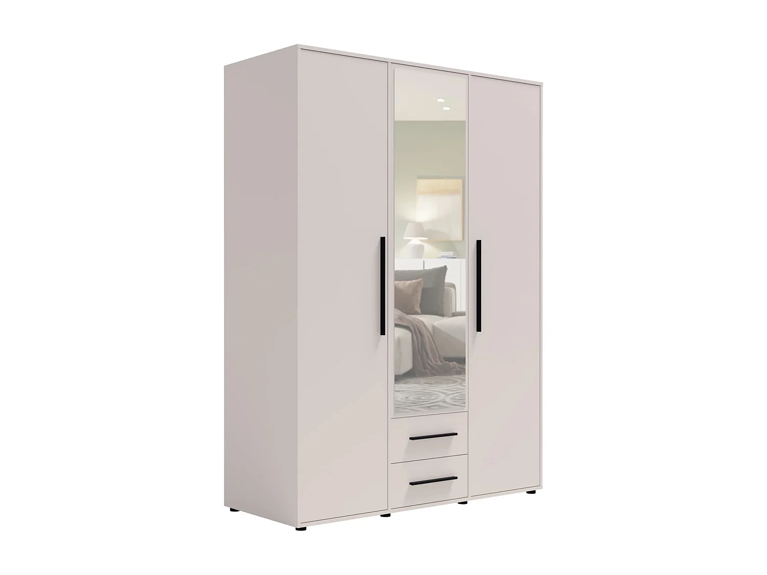 Armoire dressing Modena 150 cm - Cachemire avec miroir et tiroirs