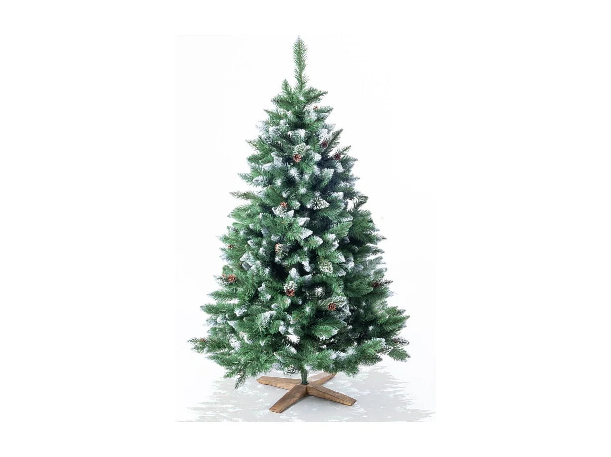 Sapin de Noël artificiel 180cm Arbre de Noël neige décorative Pommes de pin Support inclus