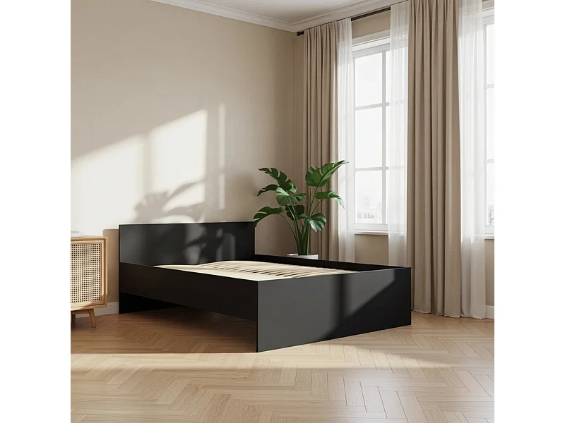 Tweepersoonsbed Modena 160x200 cm - Mat Zwart (Incl. Flex lattenbodem)