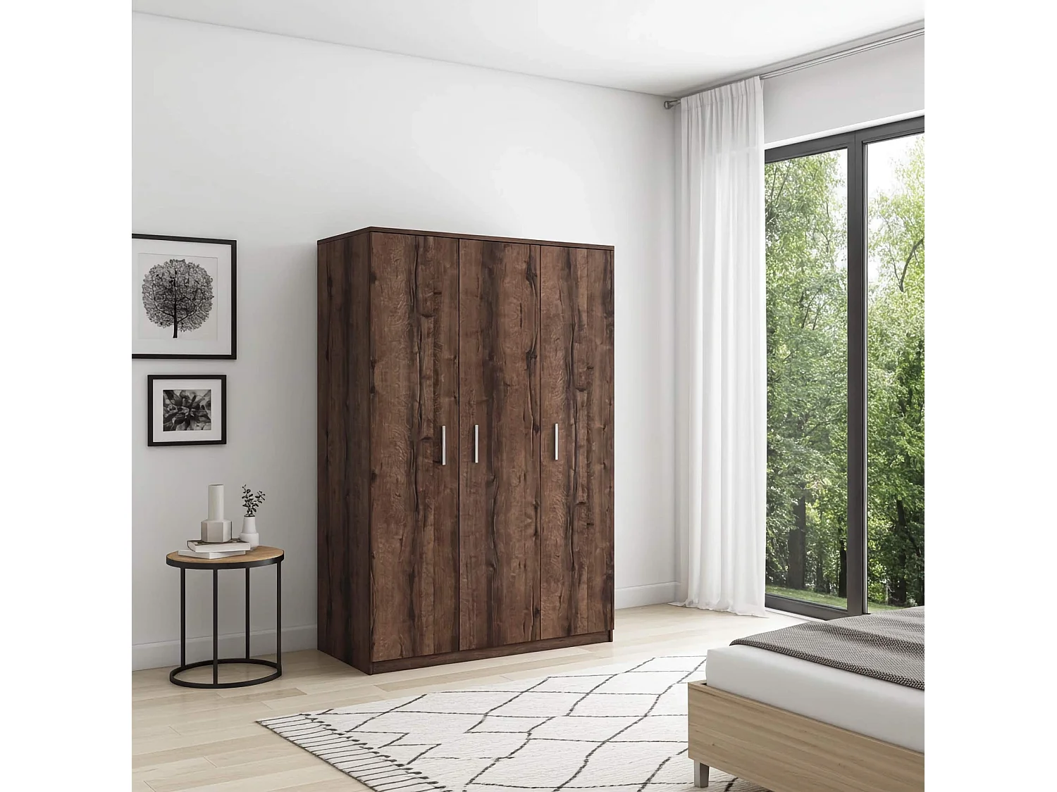 Armoire 3 portes Tamiza 135 cm - Chêne Monastery (Penderie et étagères)