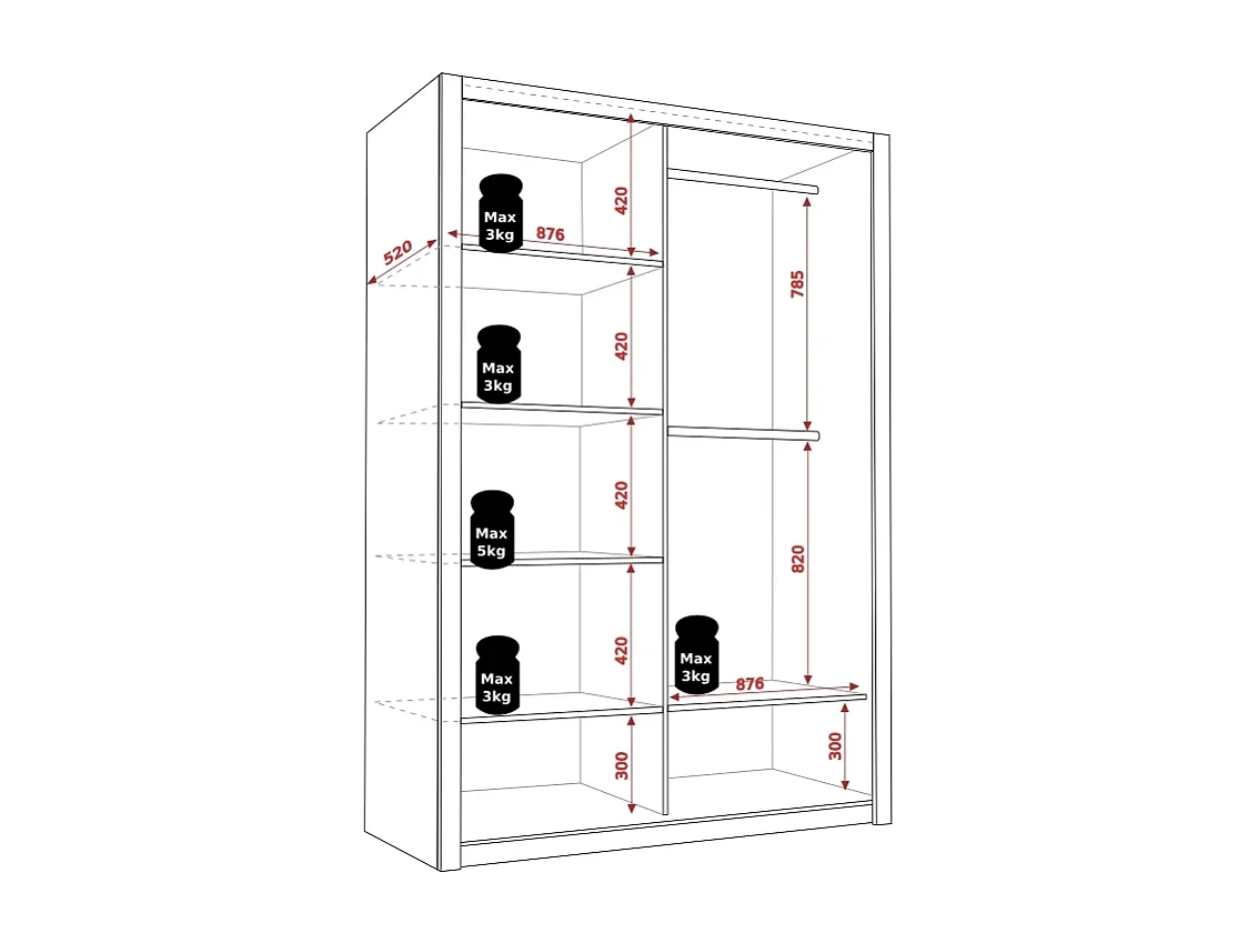 Armoire coulissante avec miroir Tamiza 180 cm - Blanc