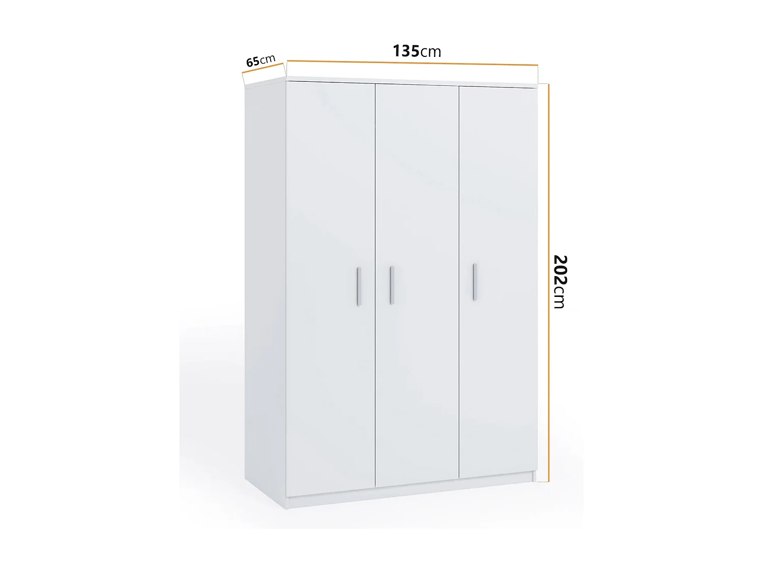 Armoire 3 portes Tamiza 135 cm - Blanc (Penderie et étagères)
