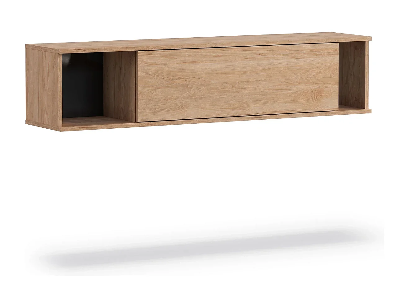 Ensemble salon Dallas III - Hickory Naturel (Vitrine, Commode, Étagère murale)