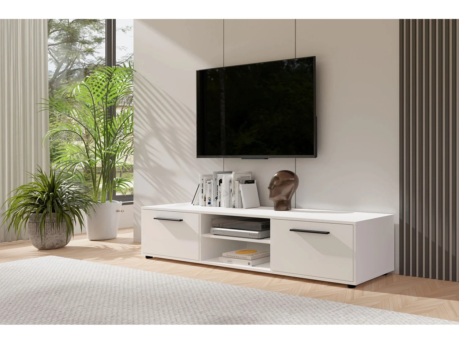 TV-meubel breed 190 cm Modena - Mat Wit