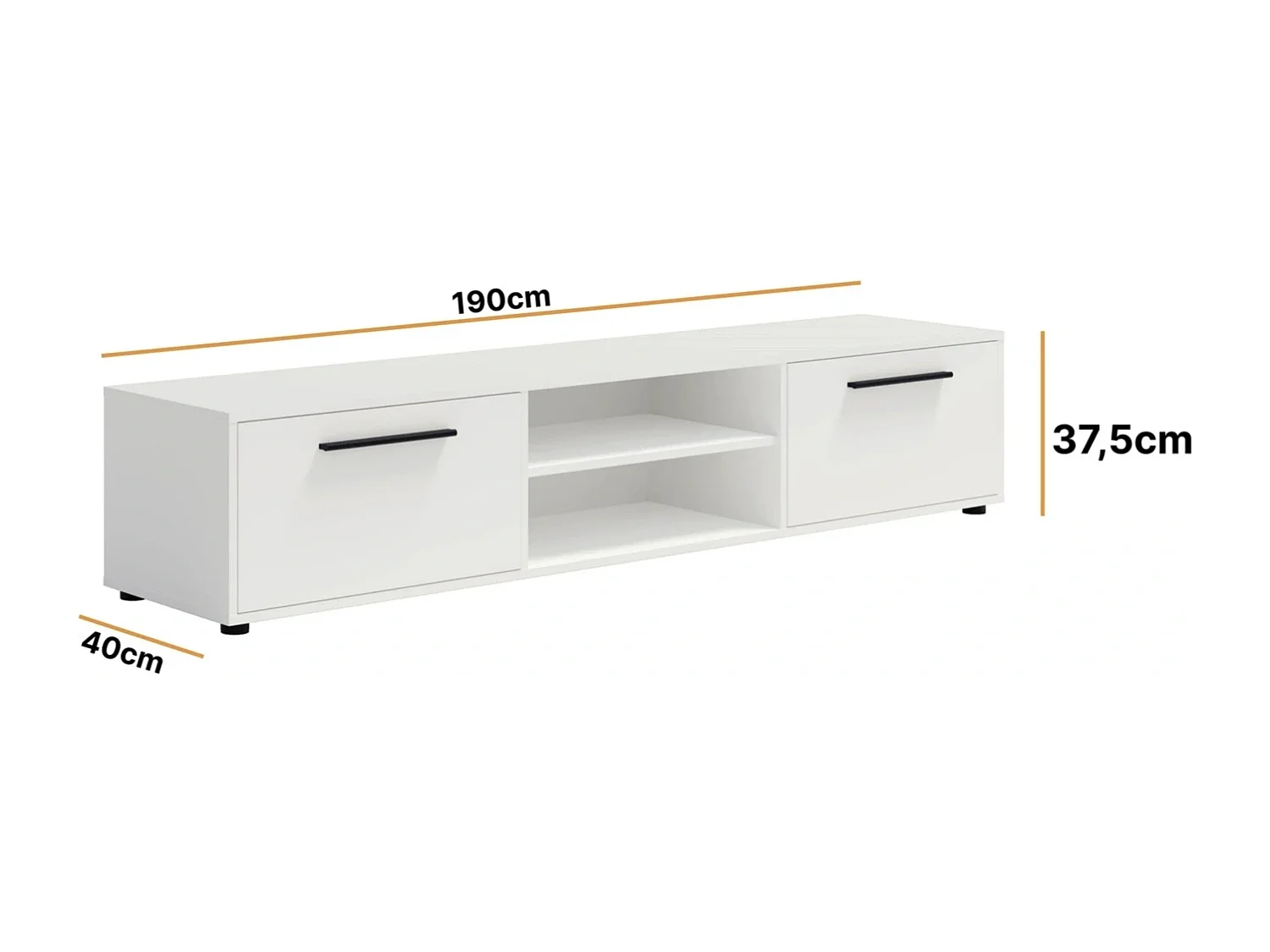 TV-meubel breed 190 cm Modena - Mat Wit