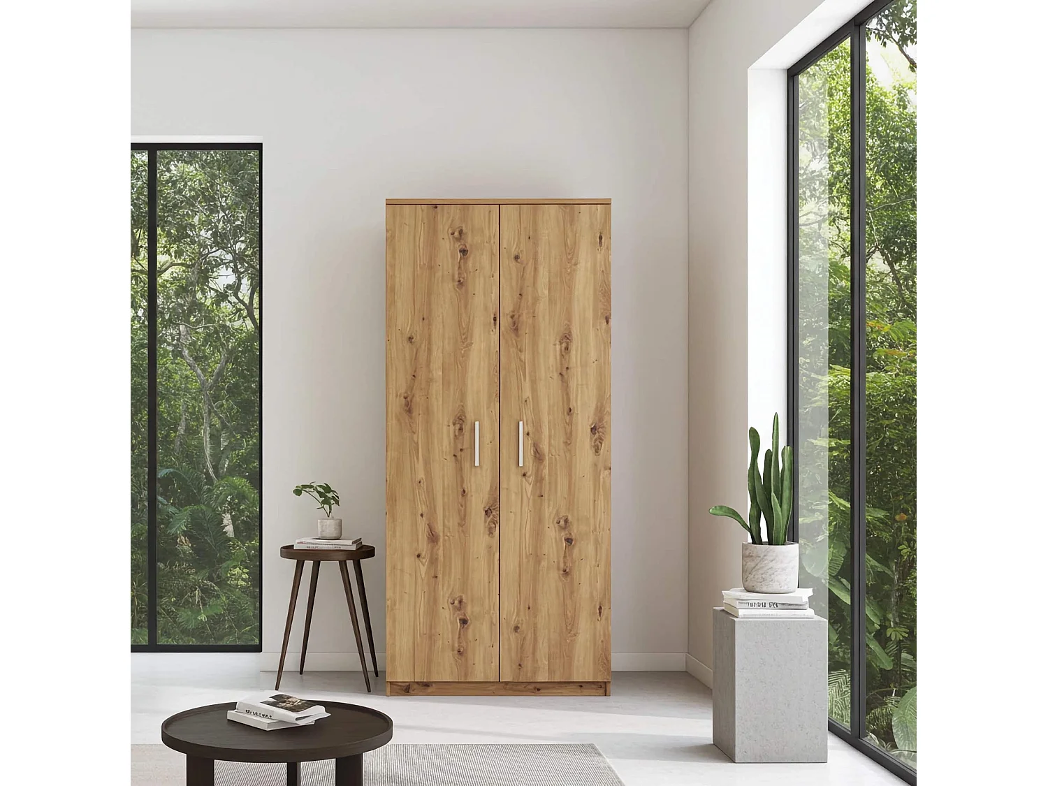 Kledingkast 2-deurs Tamiza 90 cm - Artisan Eiken (Roedes en planken)