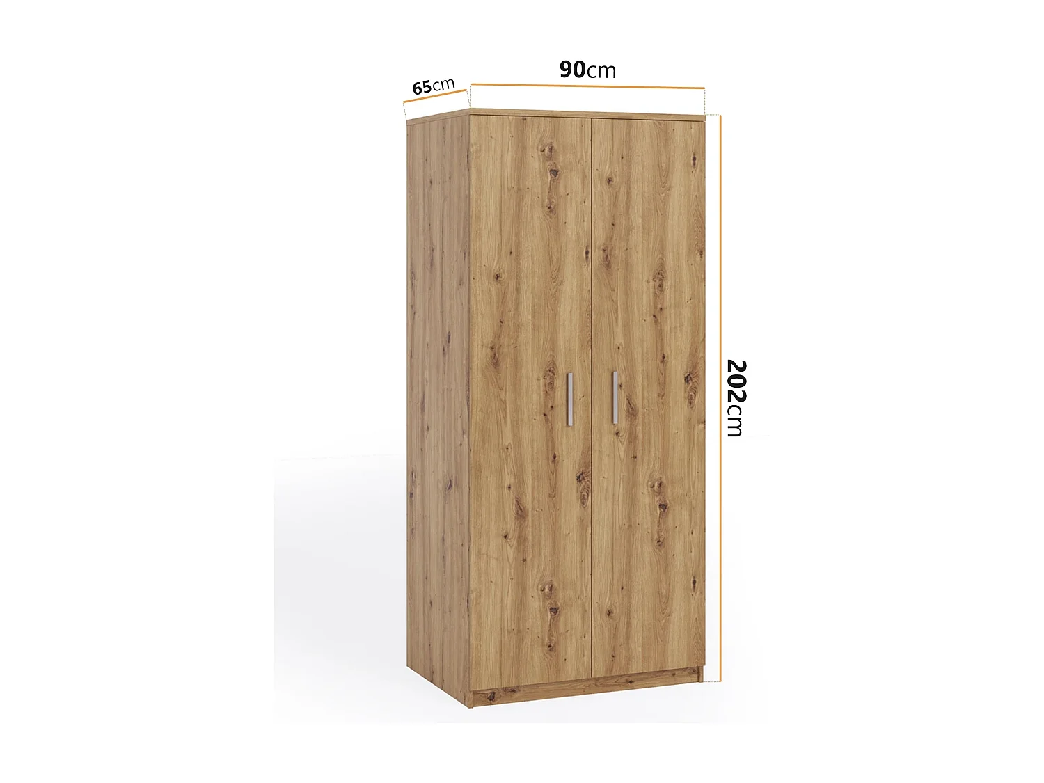 Kledingkast 2-deurs Tamiza 90 cm - Artisan Eiken (Roedes en planken)