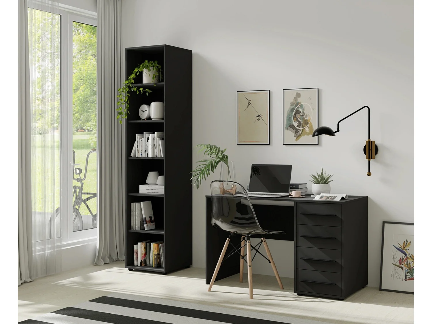 Bibliothèque colonne Modena 45 cm - Noir Mat