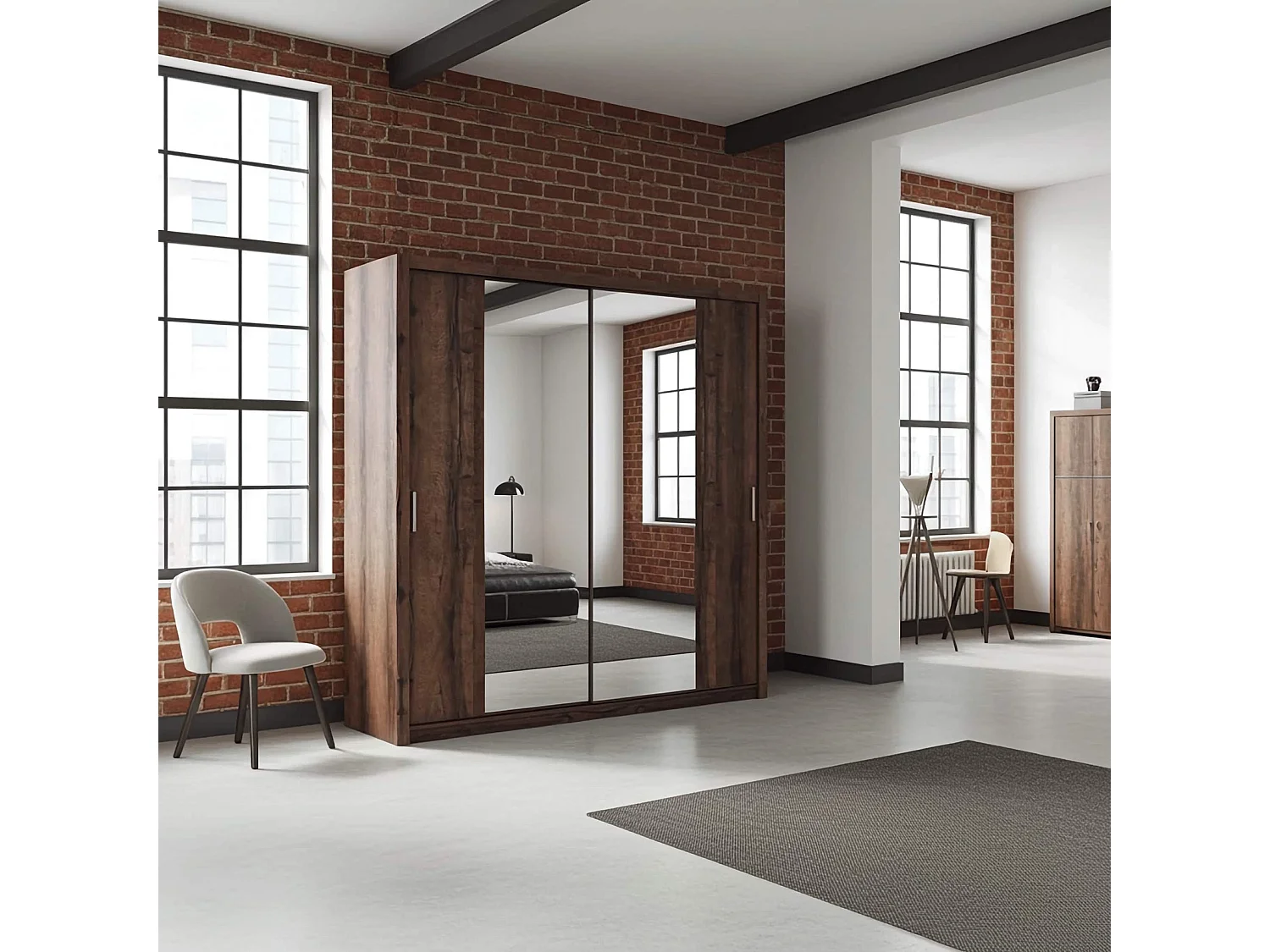 Schuifdeurkast met spiegel Tamiza 220 cm - Monastery Eiken