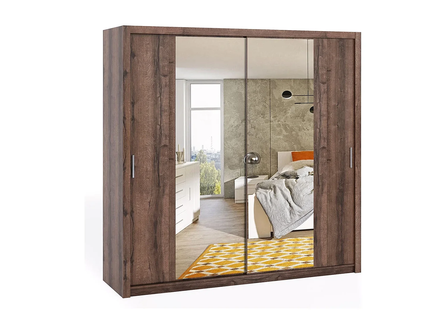 Schuifdeurkast met spiegel Tamiza 220 cm - Monastery Eiken