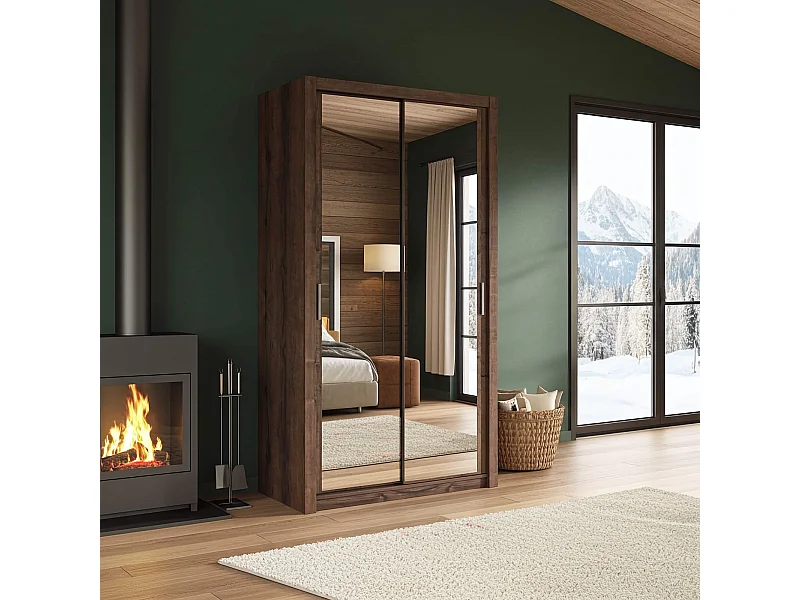 Schuifdeurkast met spiegel Tamiza 120 cm - Monastery Eiken