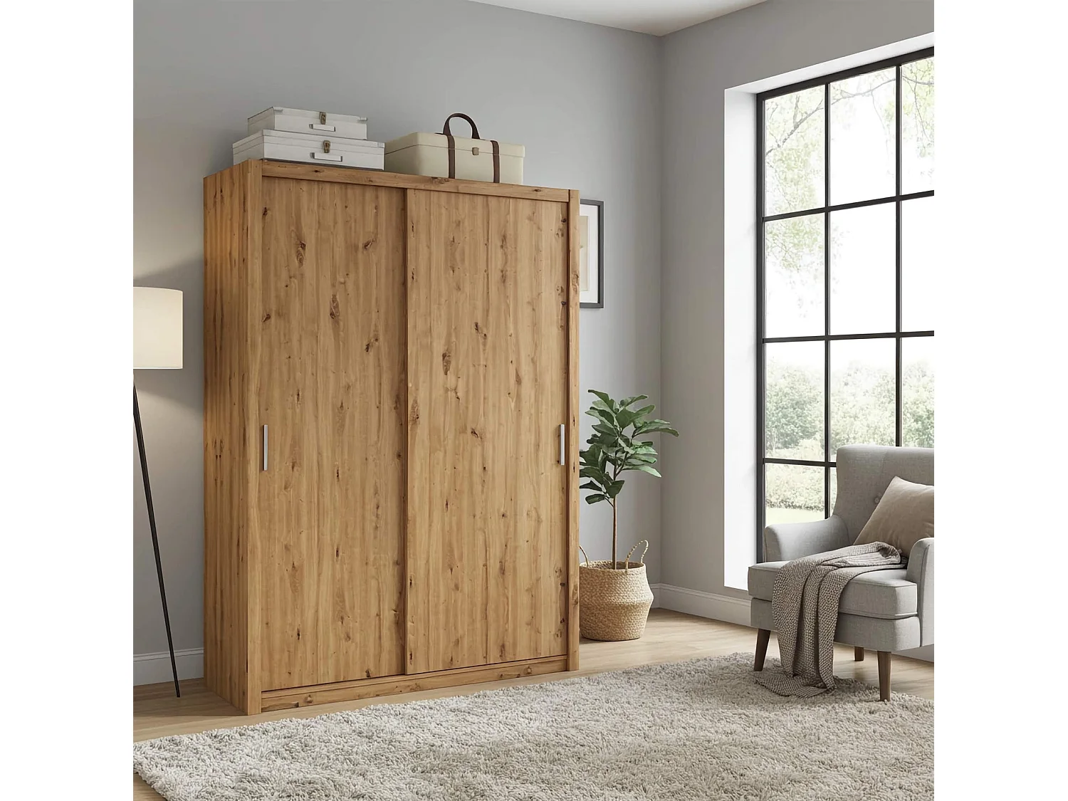 Schuifdeurkast Tamiza 200 cm - Artisan Eiken