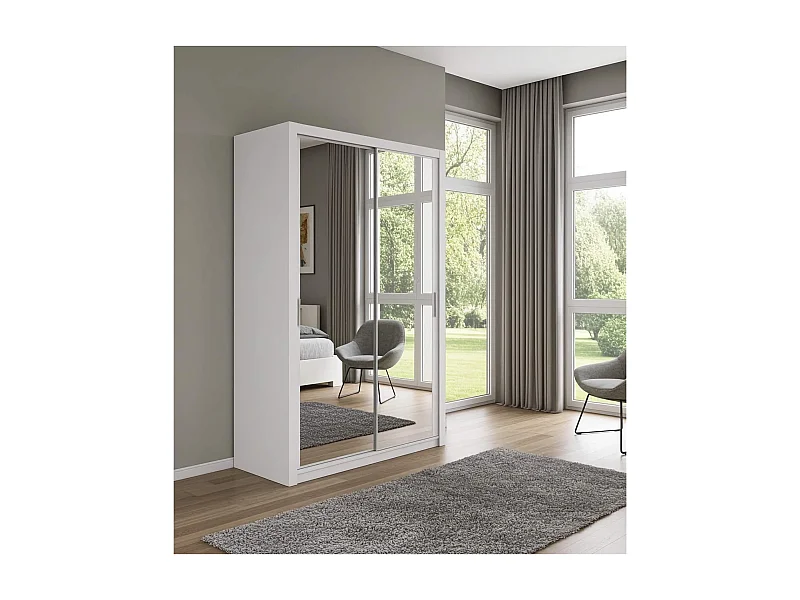 Armoire coulissante avec miroir Tamiza 150 cm - Blanc