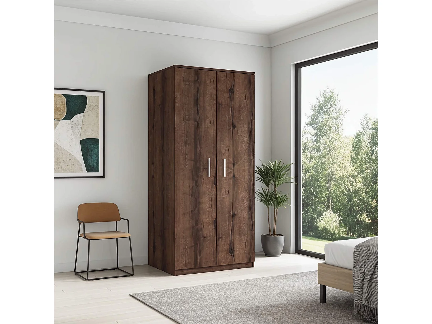 Armoire 2 portes Tamiza 90 cm - Chêne Monastery (Penderie et étagères)