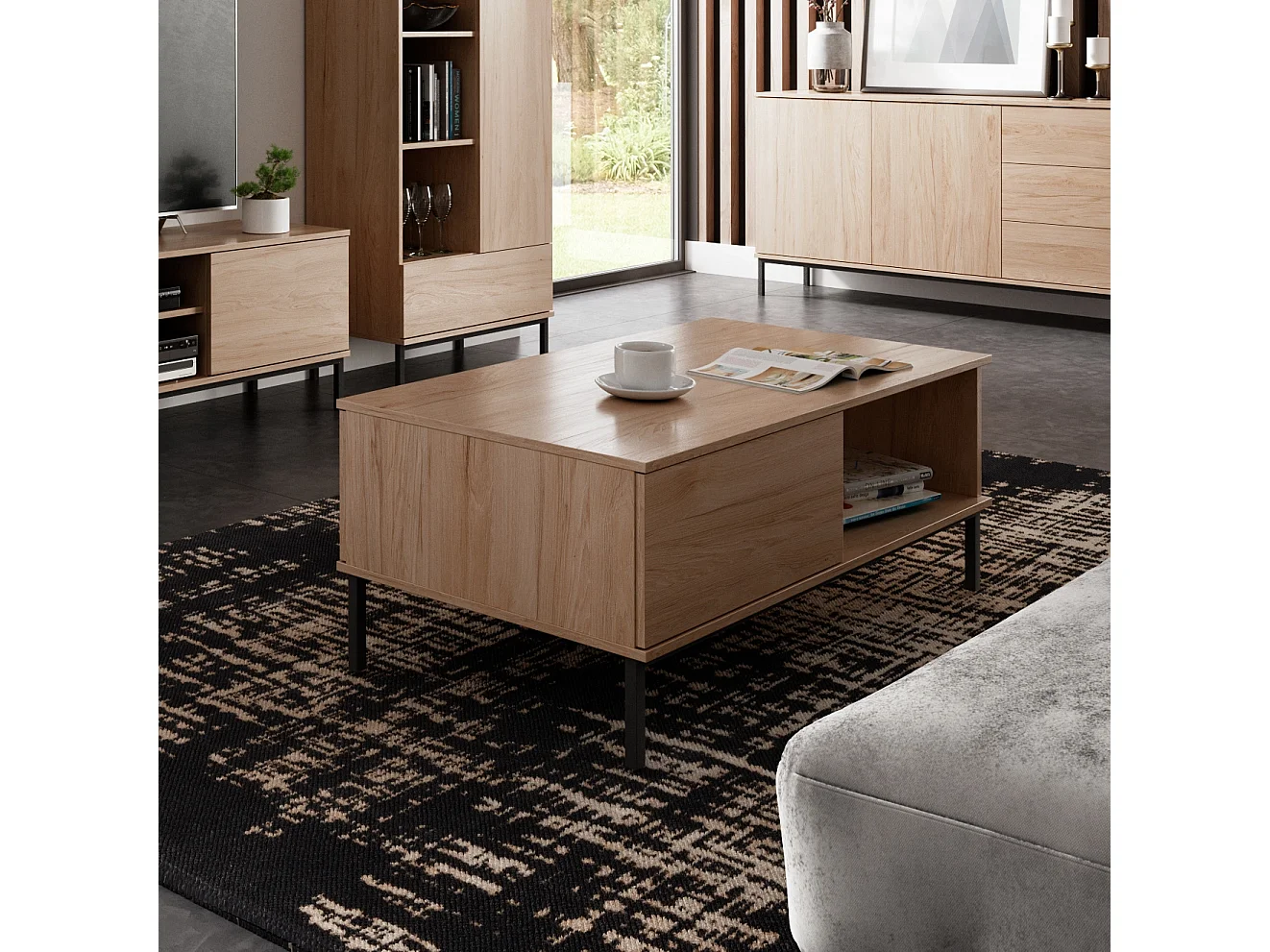 Table basse 100 cm Dallas - Hickory Naturel